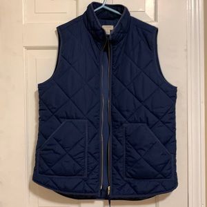 Womens J Crew Factory M navy quilted vest warm zip